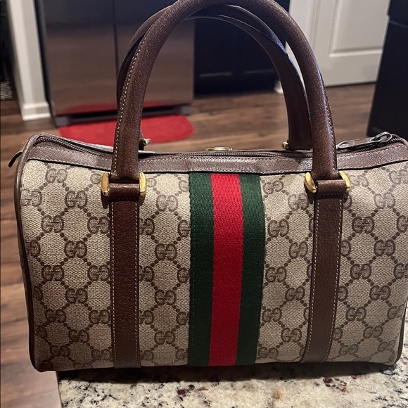 Gucci Beige and Brown Monogram Satchel - Picture 3 of 9